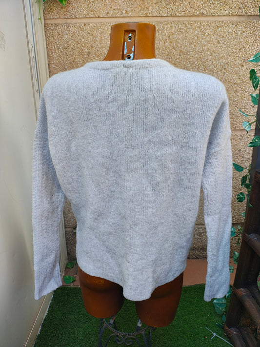 USADO – Jersey gris claro de punto con mezcla de lana y alpaca GAP (Talla M)