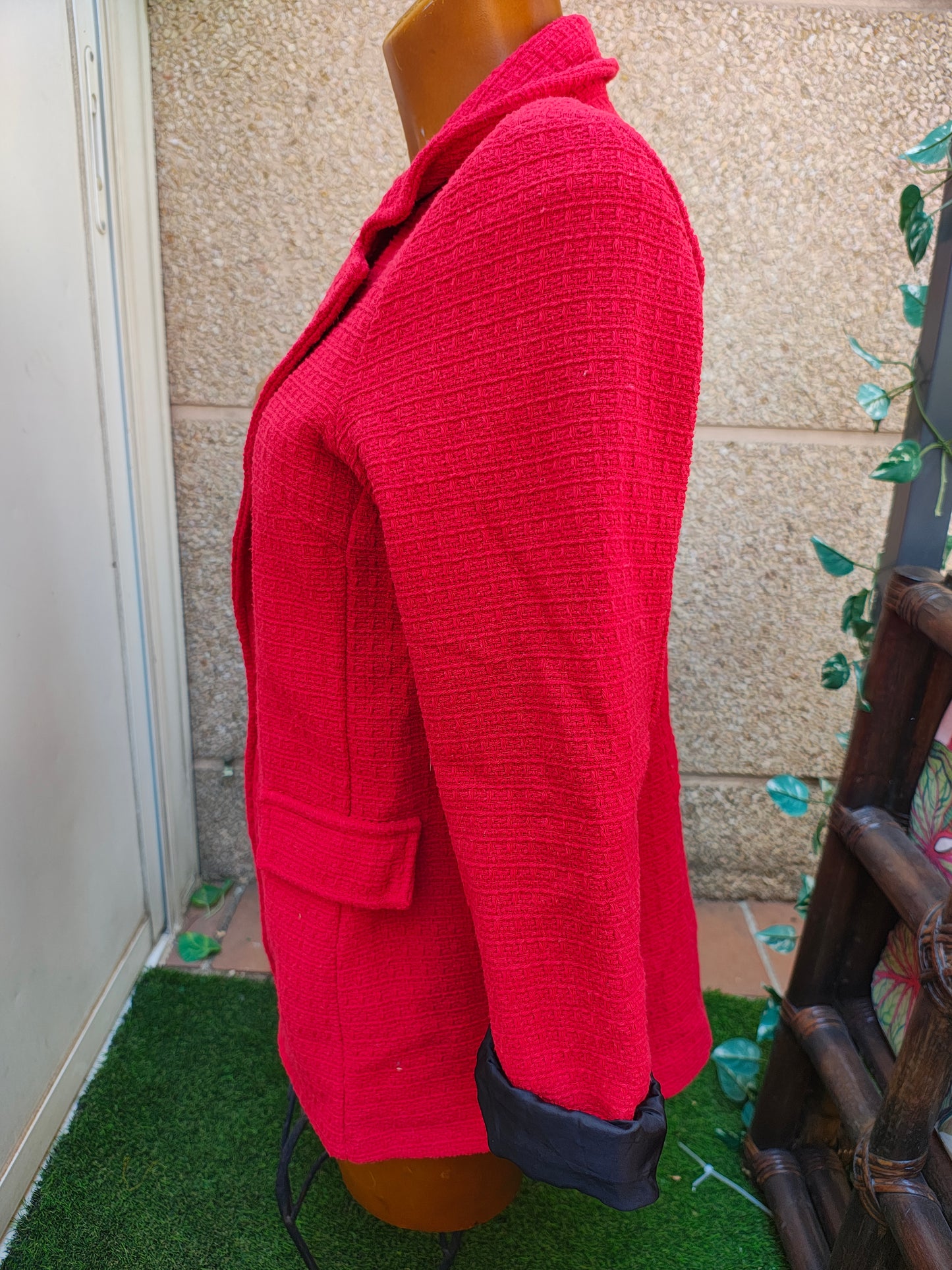 USADO – Blazer rojo de textura gruesa VALENTiNA (Talla S / EUR 36)