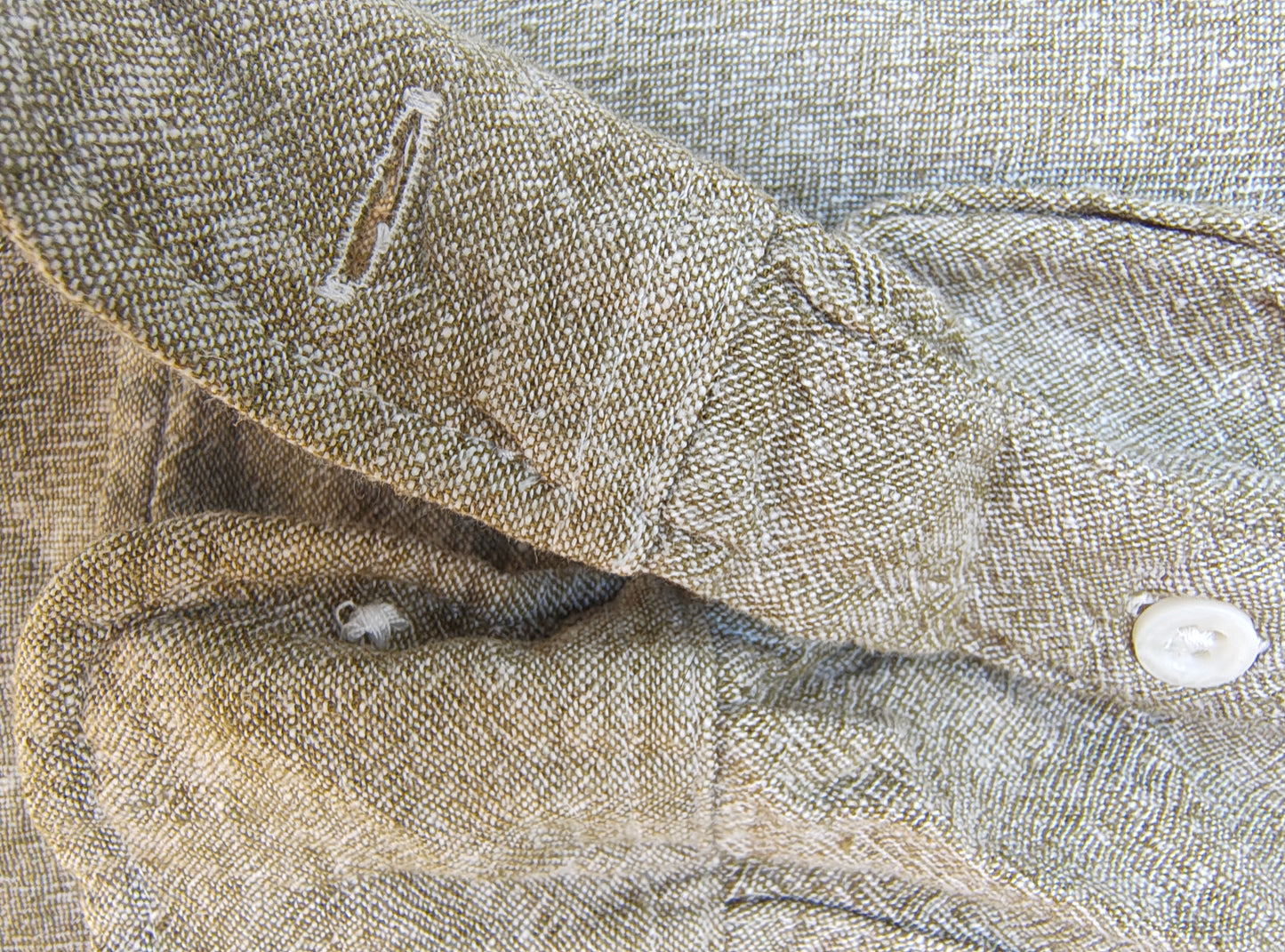 USADO – Camisa de lino beige jaspeado Zara (Talla S)