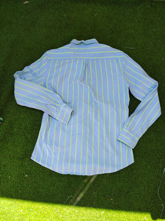 USADO – Camisa de rayas verde lima y azul celeste Álvaro Moreno (Talla 39)
