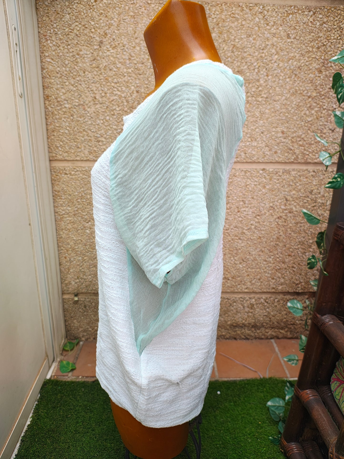 USADO – Blusa de punto con manga murciélago en verde agua Stradivarius (Talla EUR M )