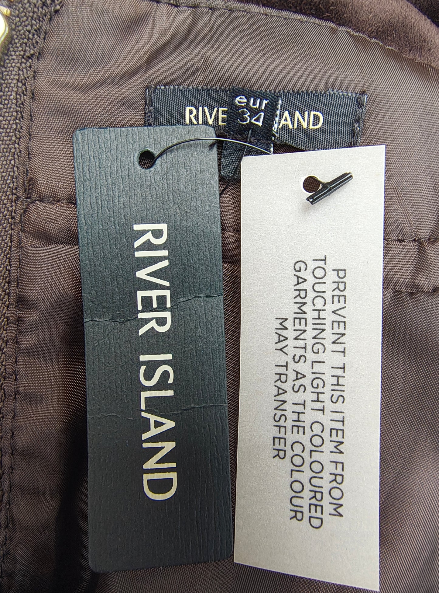 NUEVO – Falda tubo marrón de dos texturas RIVER ISLAND (Talla EUR 34)