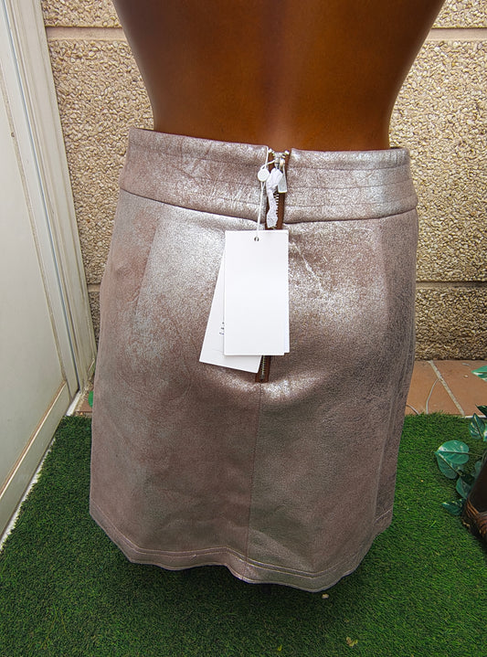 NUEVO – Falda corta metalizada bronce VILA (Talla EUR 34)