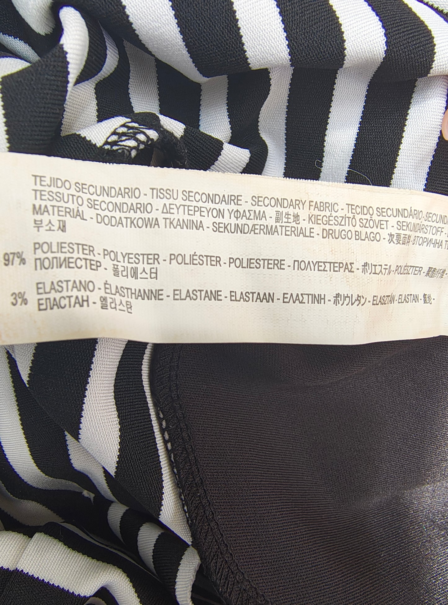 USADO – Vestido de rayas blanco y negro sin tirantes ZARA Trafaluc (Talla EUR 34)