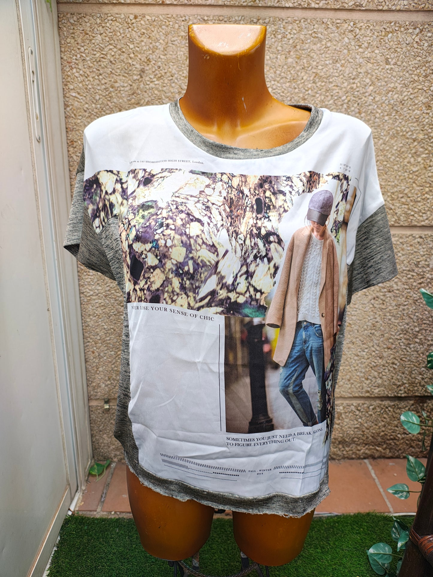 USADO – Camiseta oversize con print gráfico de street style Zara NB Collection (Talla EUR S)