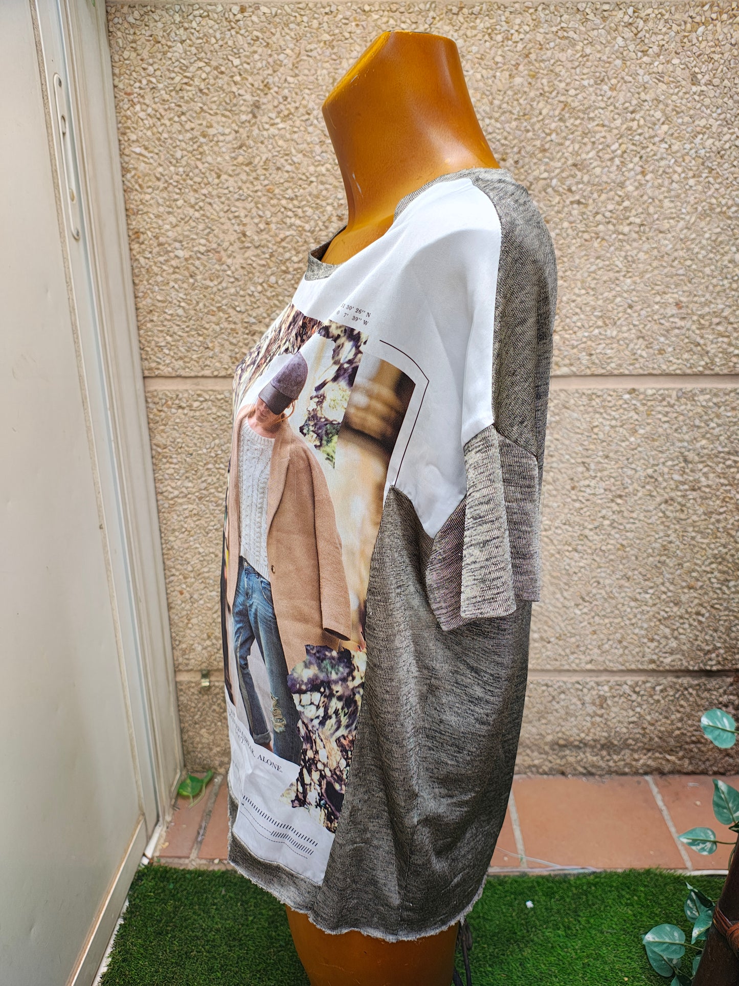 USADO – Camiseta oversize con print gráfico de street style Zara NB Collection (Talla EUR S)