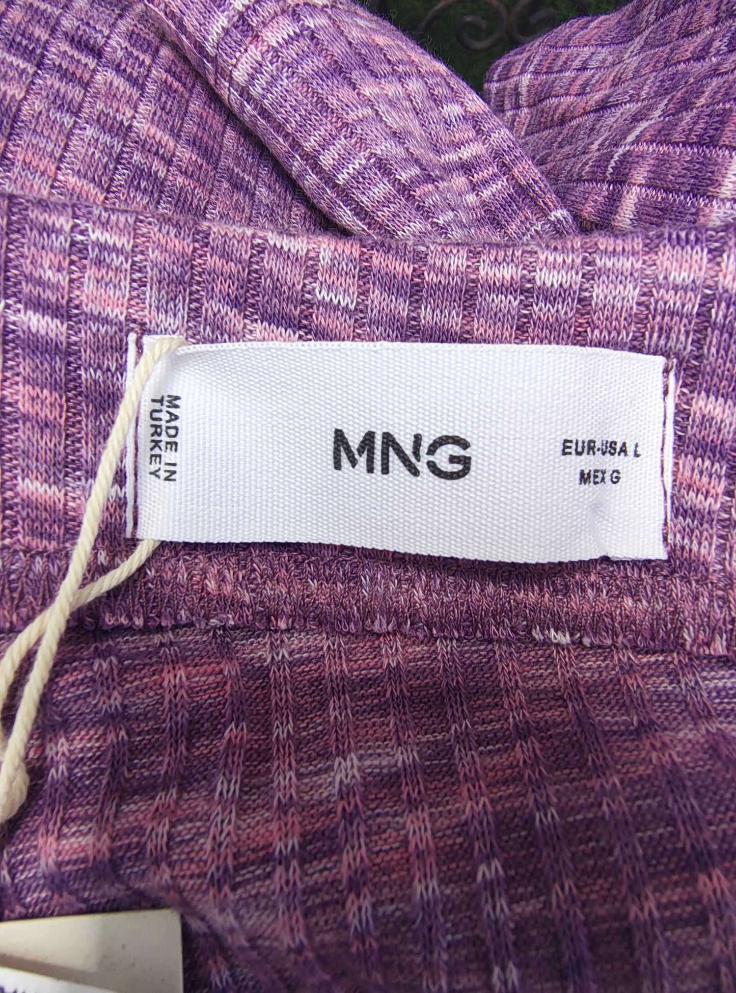 NUEVO – Falda lila de canalé con fruncido lateral MNG Committed (Talla EUR L)