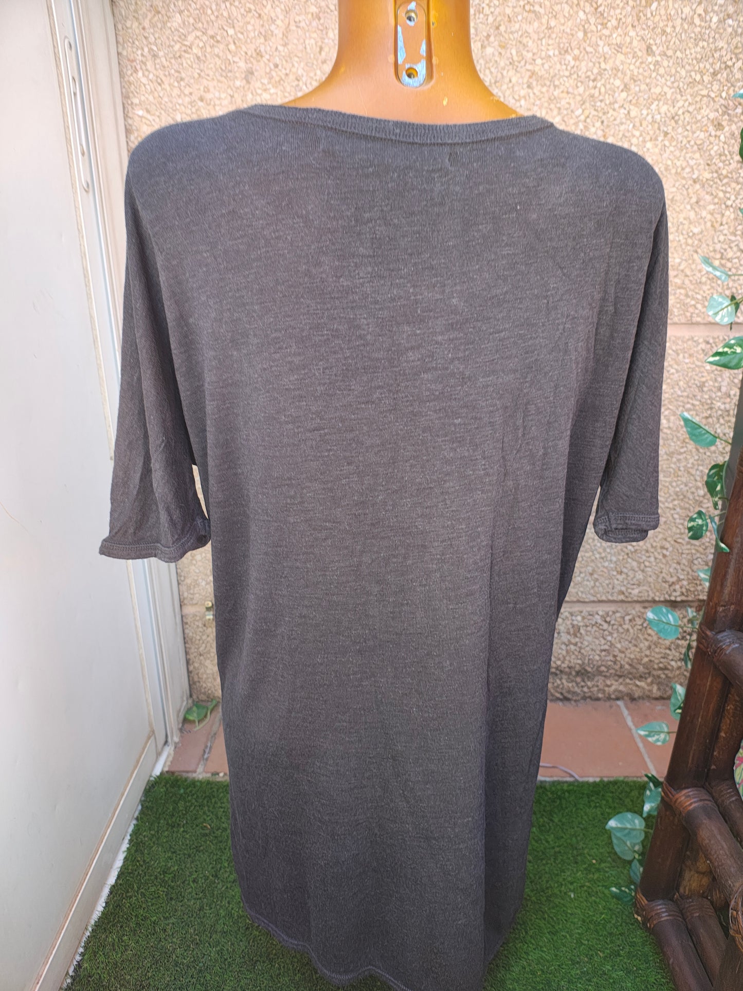 USADO – Vestido largo gris con estampado abstracto de pedrería Zara Basic Evening Collection (Talla M)