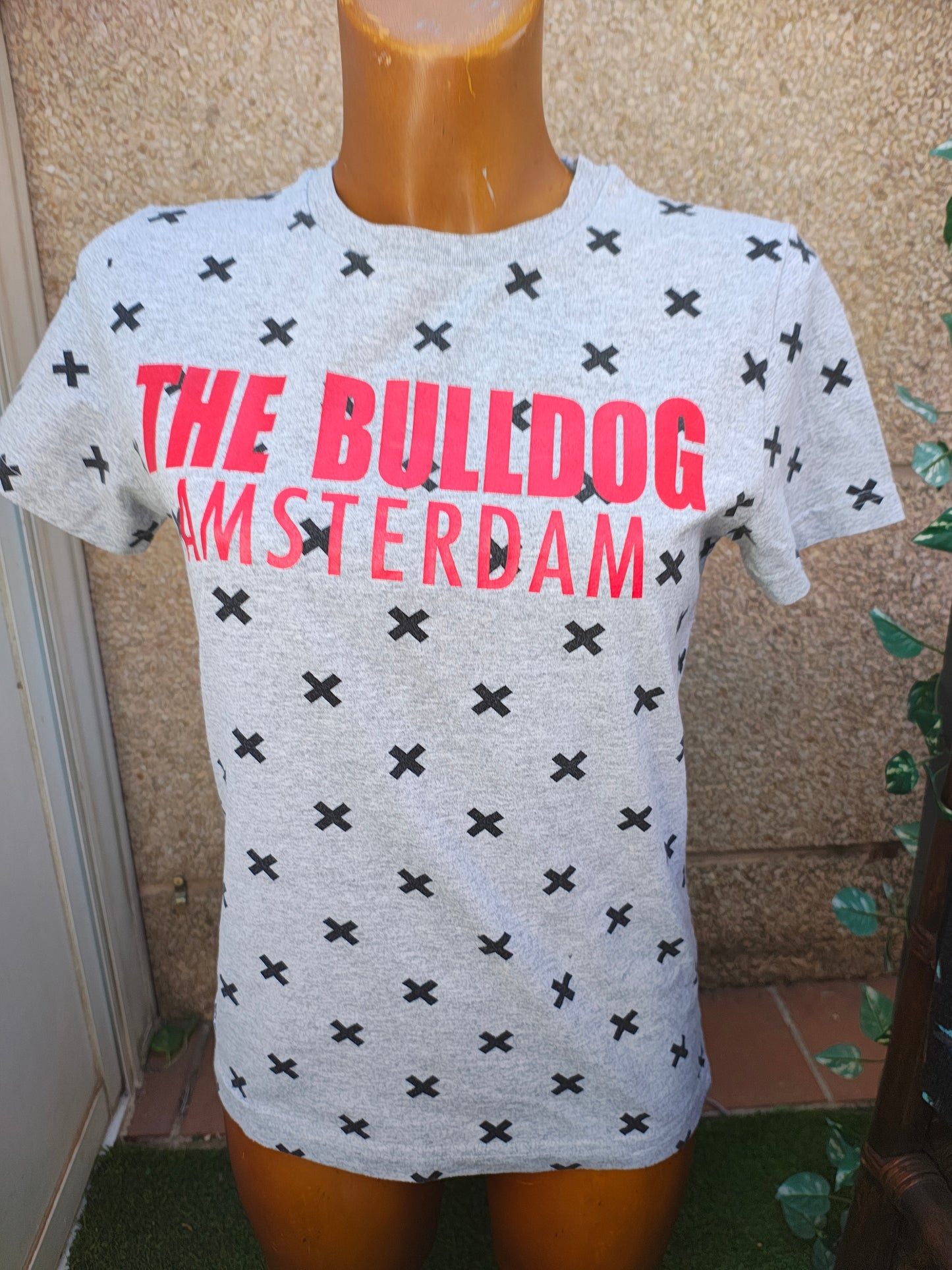 USADO – Camiseta gris con estampado "THE BULLDOG AMSTERDAM" (Talla XS)