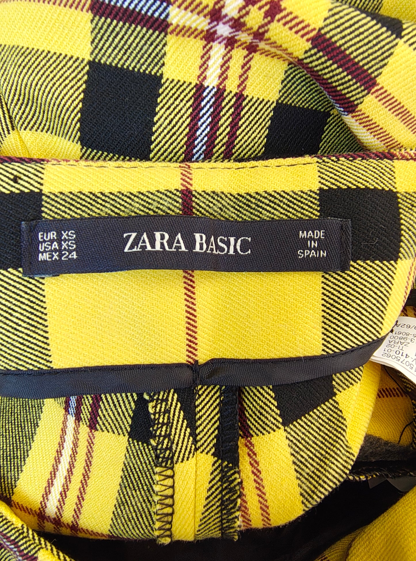 USADO – Pantalón cuadros amarillos Zara Basic (Talla EUR XS)