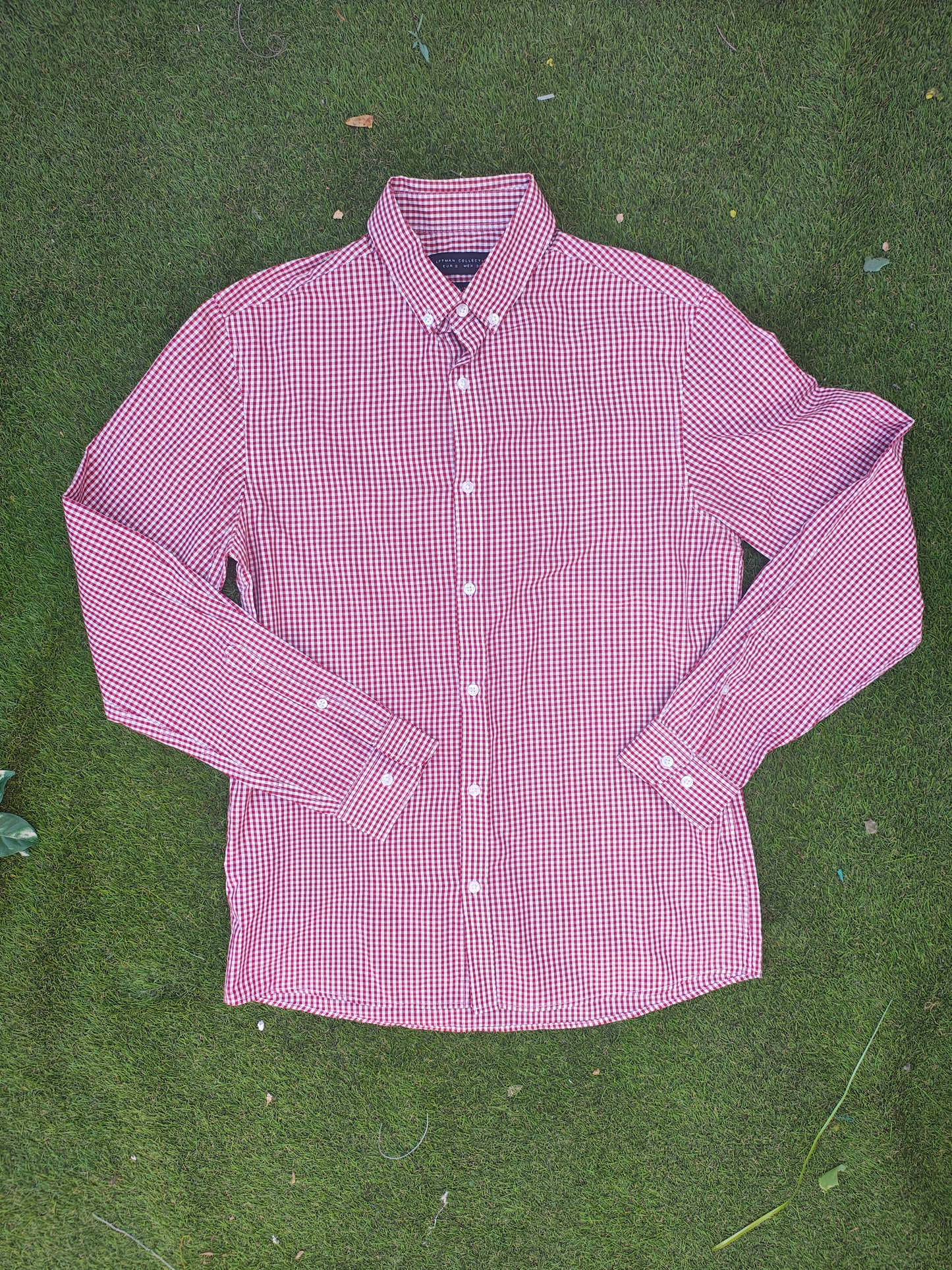 USADO – Camisa de cuadros rojos y blancos slim fit LFTMAN Collection (Talla S)