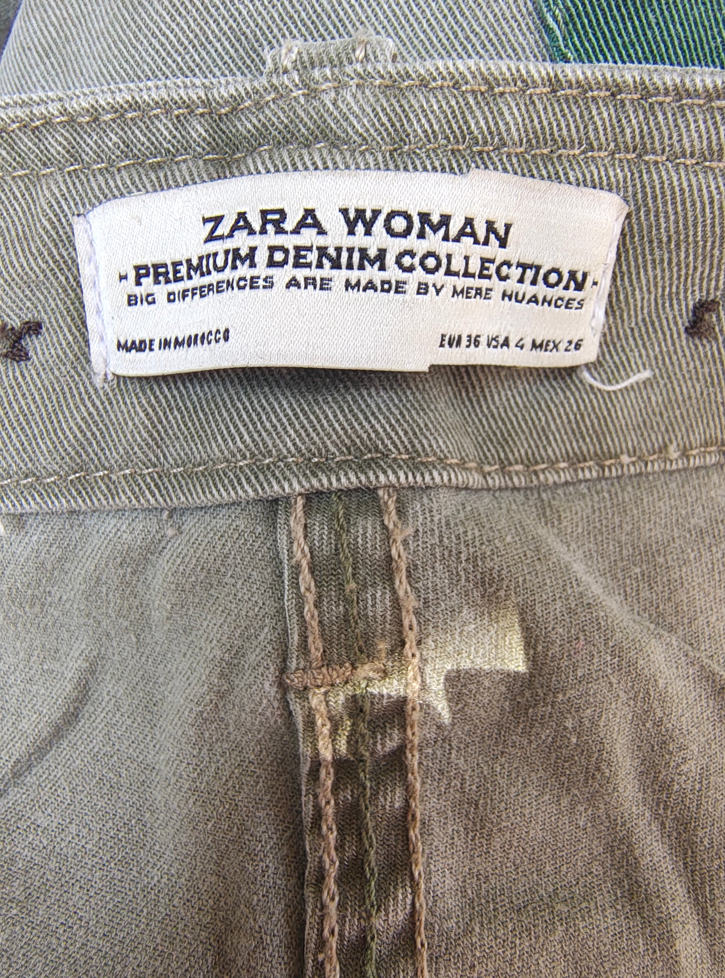USADO – Pantalones parcheados estilo militar Zara Woman Premium Denim (Talla 36)