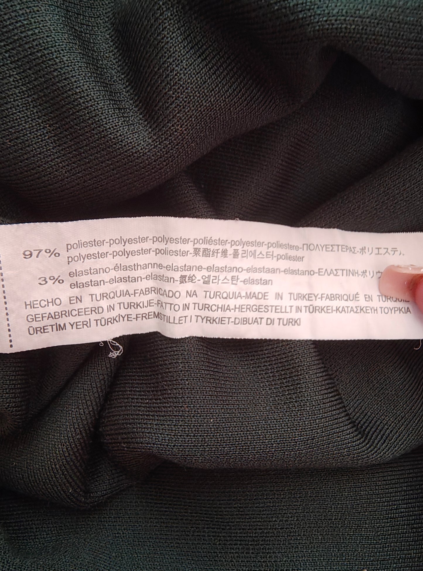 USADO – Vestido verde oscuro de manga acampanada Bershka (Talla S)