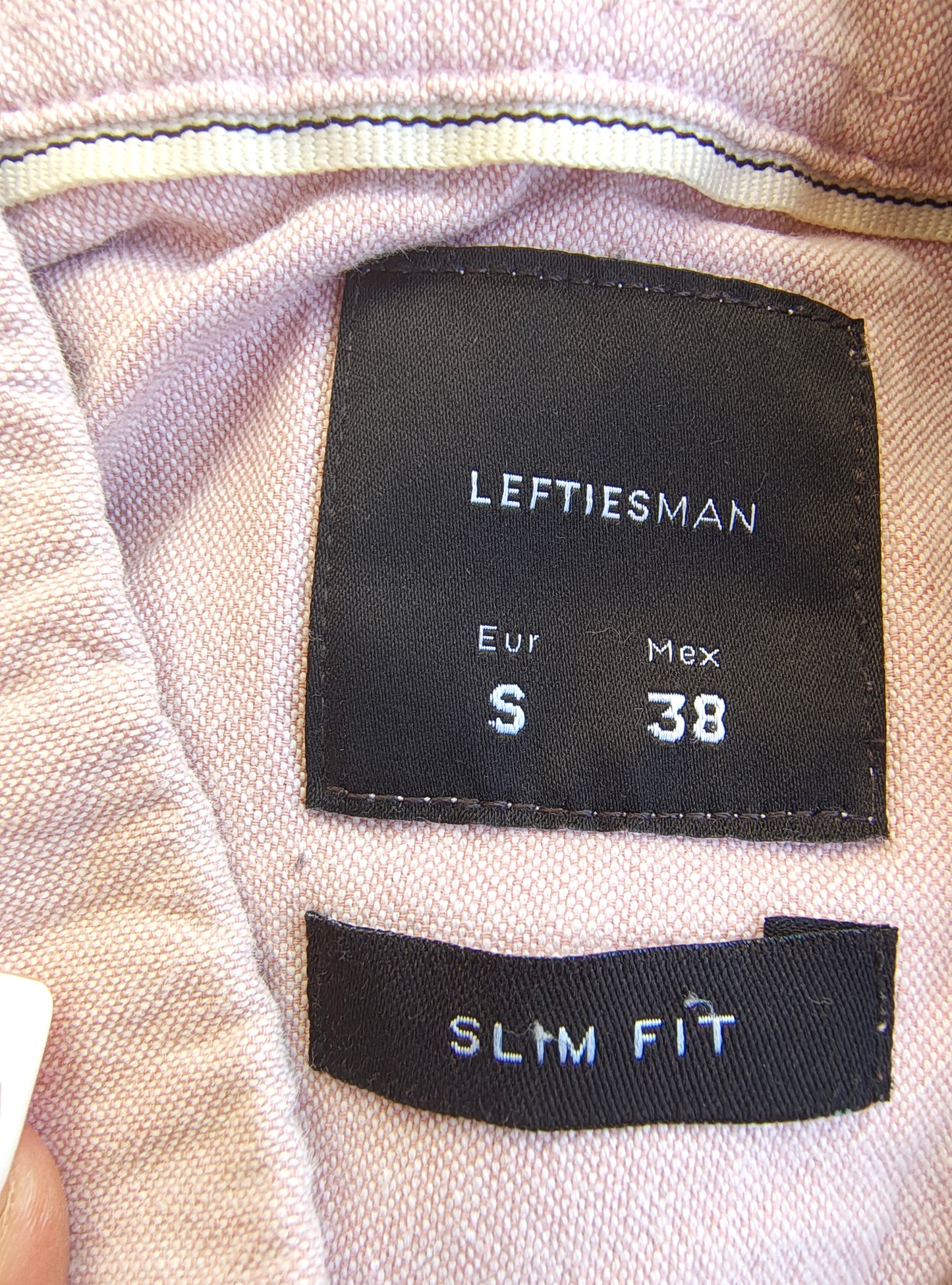 USADO – Camisa rosa lisa LEFTIESMAN Slim Fit (Talla EUR S)