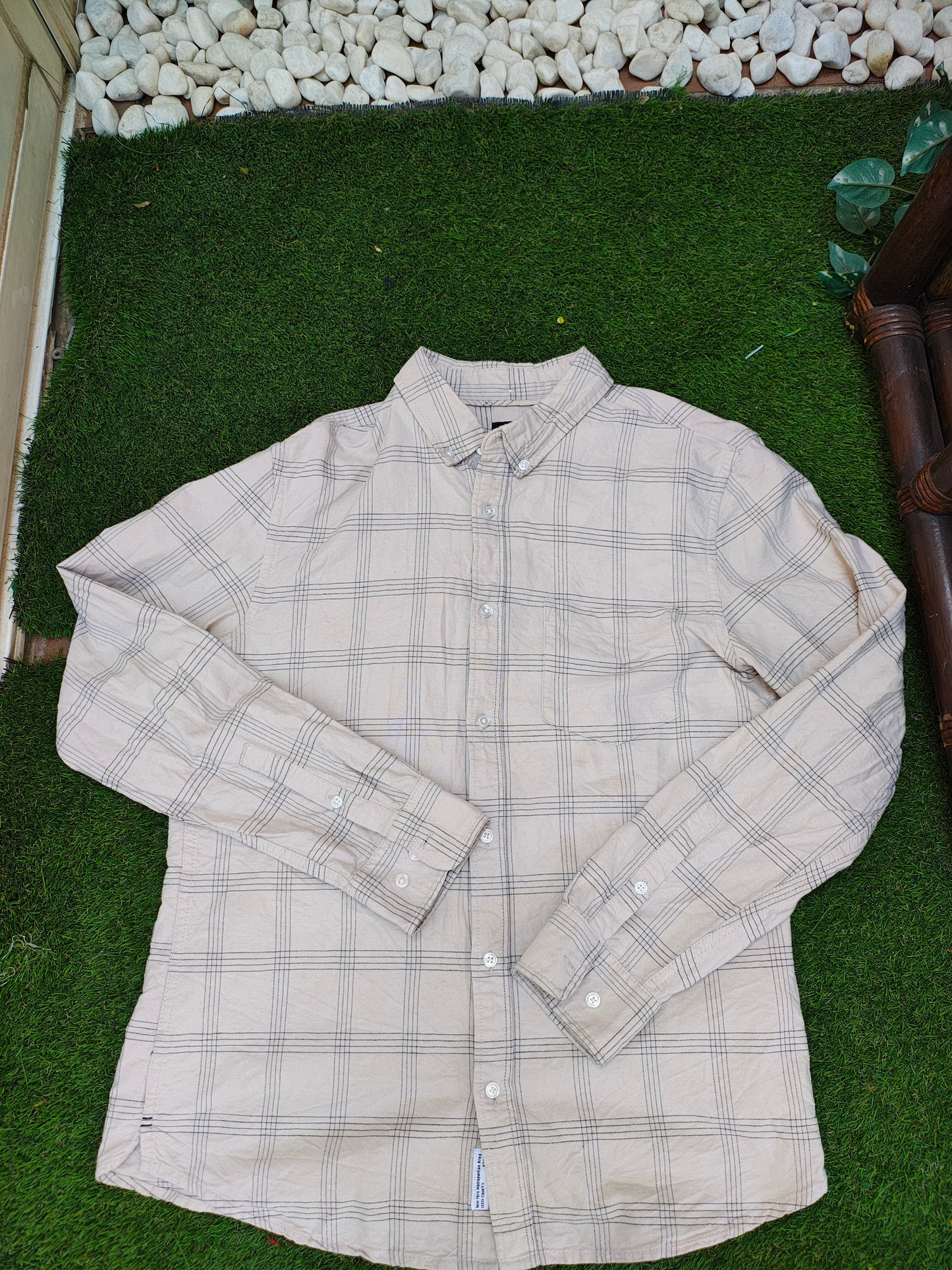 USADO – Camisa beige de cuadros LEFTIES MAN Regular Fit (Talla M)