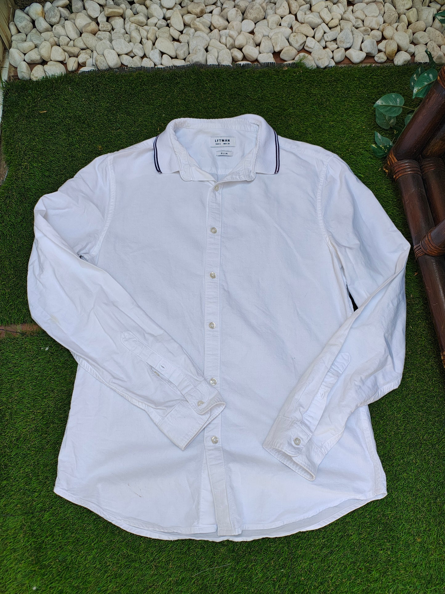 USADO – Camisa blanca de manga larga LFTMAN Slim (Talla S)