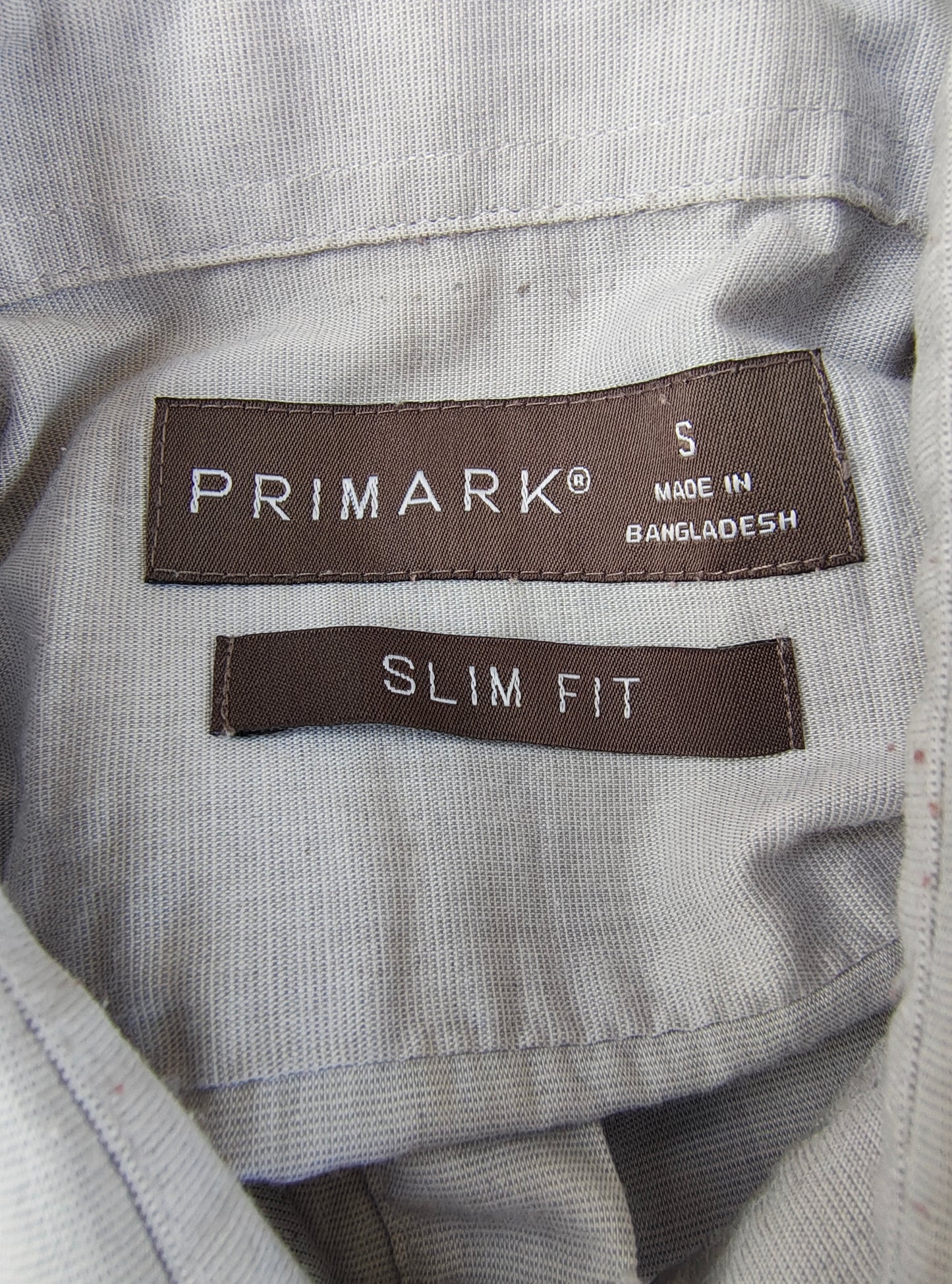 USADO – Camisa gris de manga larga Slim Fit PRIMARK (Talla S)