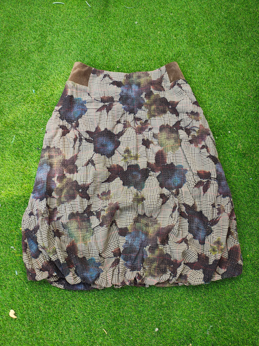 USADO – Falda midi globo estampada floral con cuadros Legrenzi Fashion (Talla EUR 44)