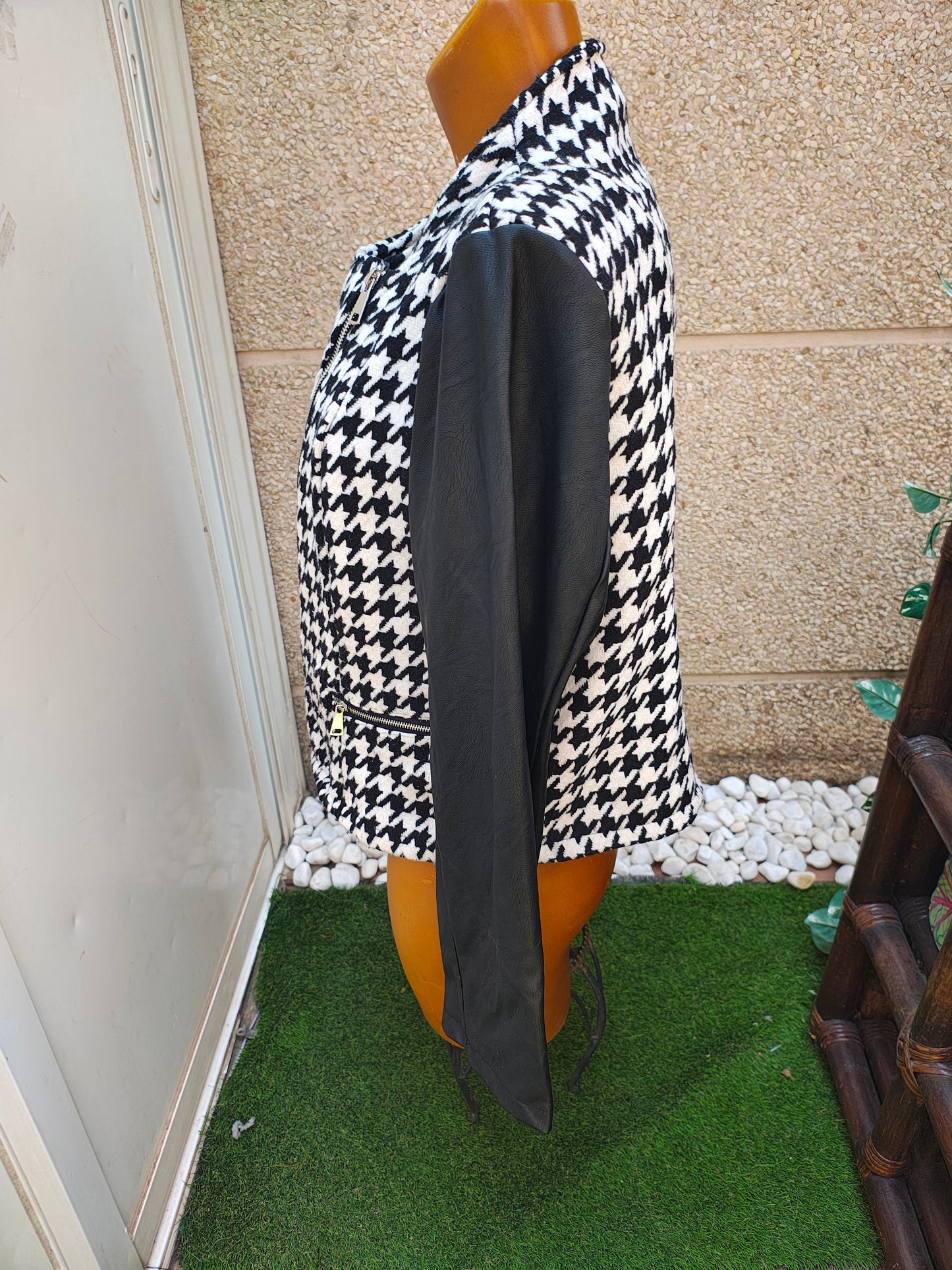 USADO – Chaqueta estampado pata de gallo VALENTINA (Talla EUR 48 / 4XL)