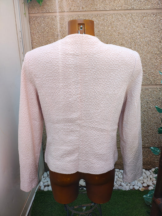 USADO – Chaqueta tweed rosa claro con cremallera EASY WEAR (Talla L)