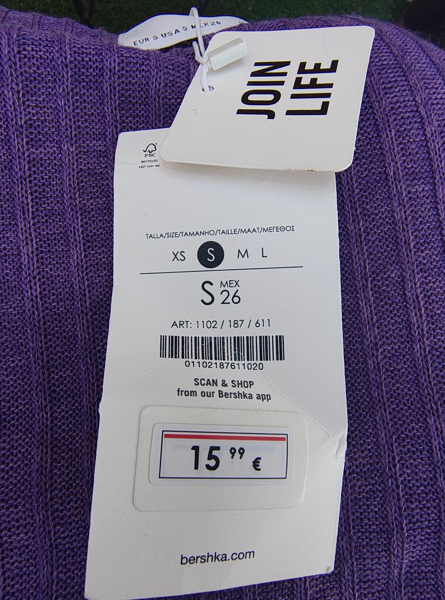 NUEVO– Top lila de punto canalé con lazo delantero Bershka (Talla S)