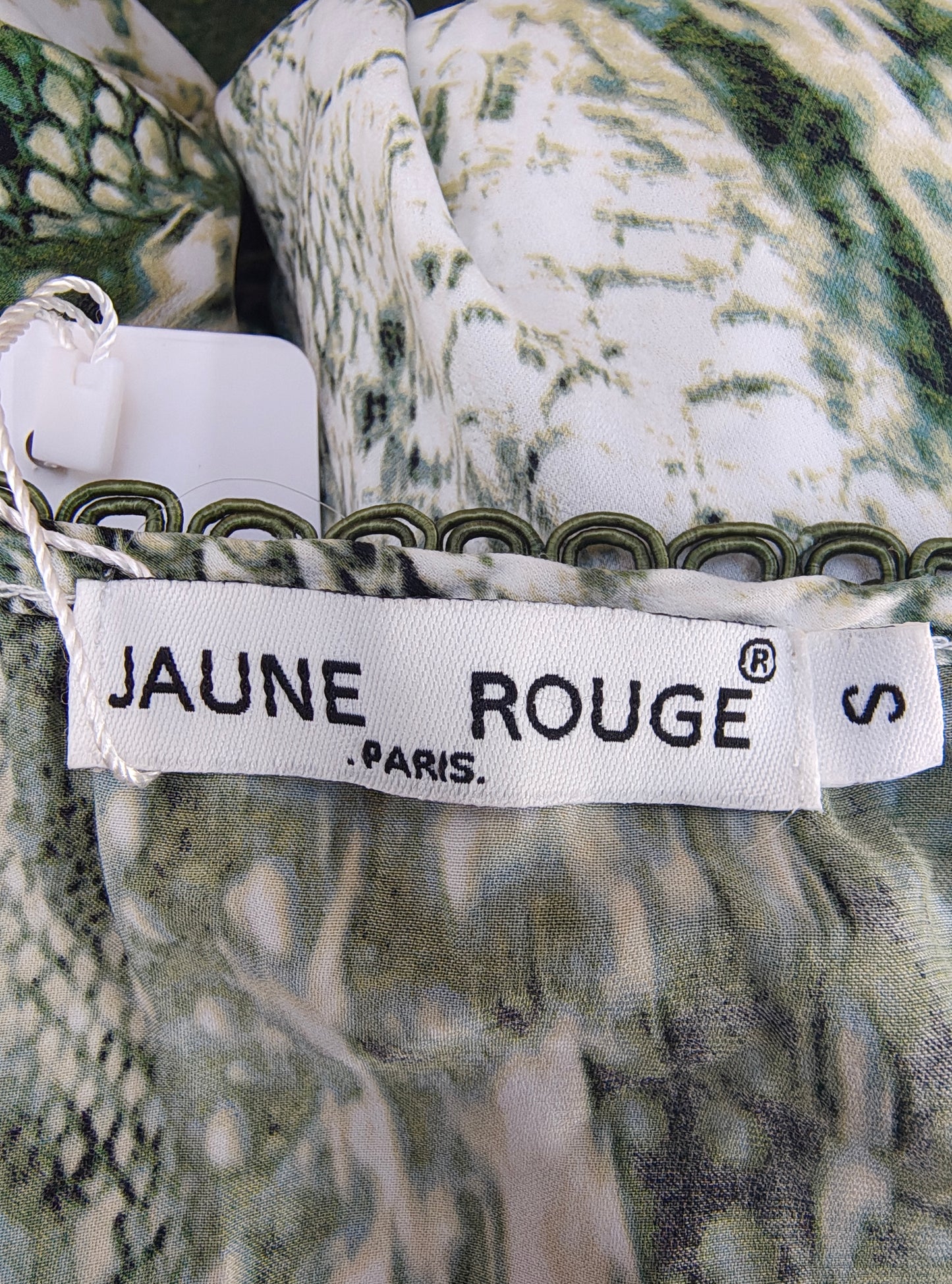 NUEVO – Blusa verde estampado serpiente JAUNE ROUGE Paris (Talla S)