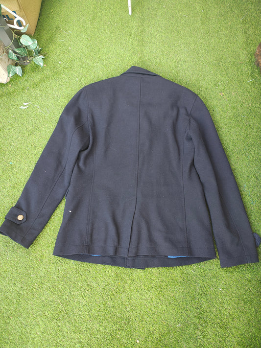 USADO – Abrigo negro estilo militar con botones dorados (Talla aproximada L)