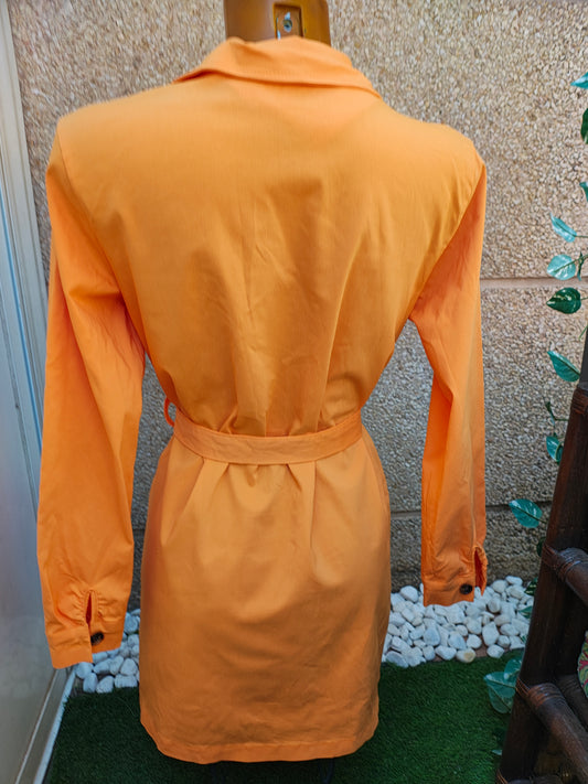 USADO – Gabardina naranja con cinturón Made in Italy (Talla aproximada M)