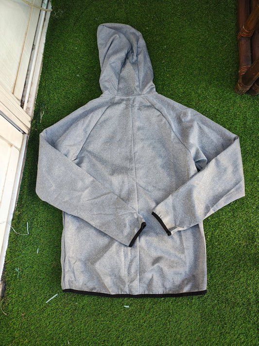 USADO – Sudadera gris con capucha y cremallera UP (Talla S)