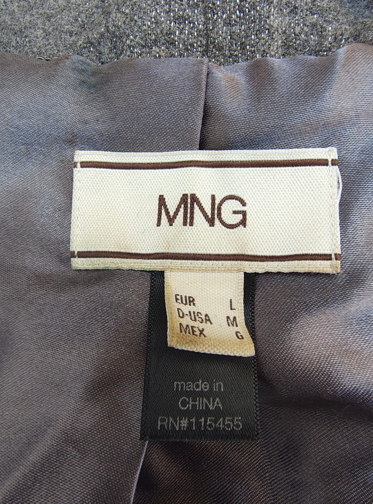 USADO – Bolero gris corto con solapa amplia de MNG (Talla L)