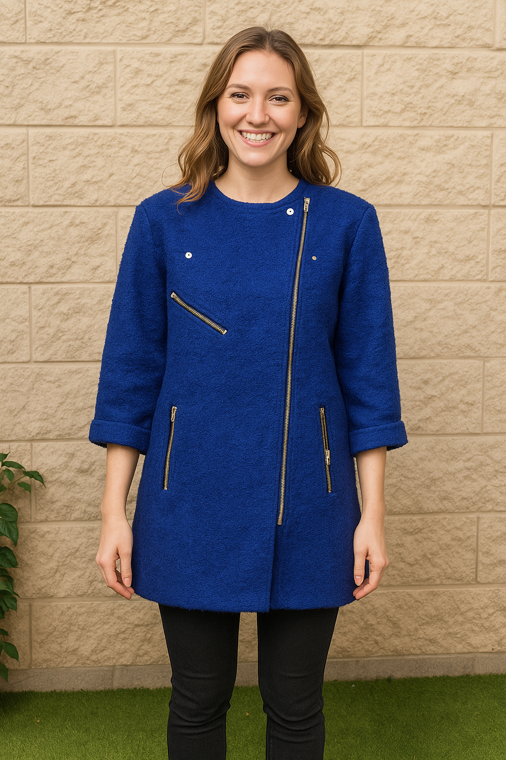 USADO – Abrigo azul eléctrico estilo biker Glamorous (Talla XS)