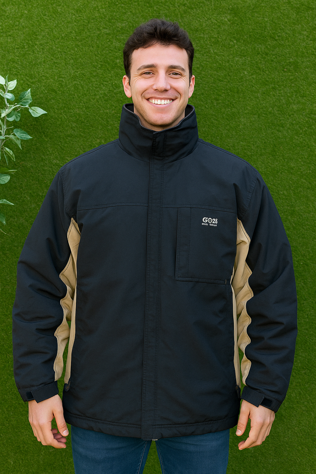USADO – Chaqueta outdoor bicolor azul y beige Green Coast (Talla 52)