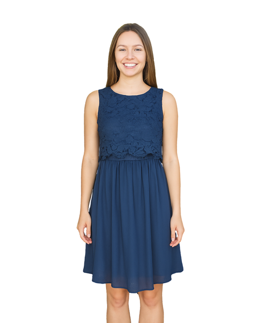 USADO - Vestido azul encaje Mango Suit (Talla M)