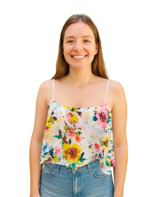 USADO – Top floral sin mangas de BERSHKA (Talla M)