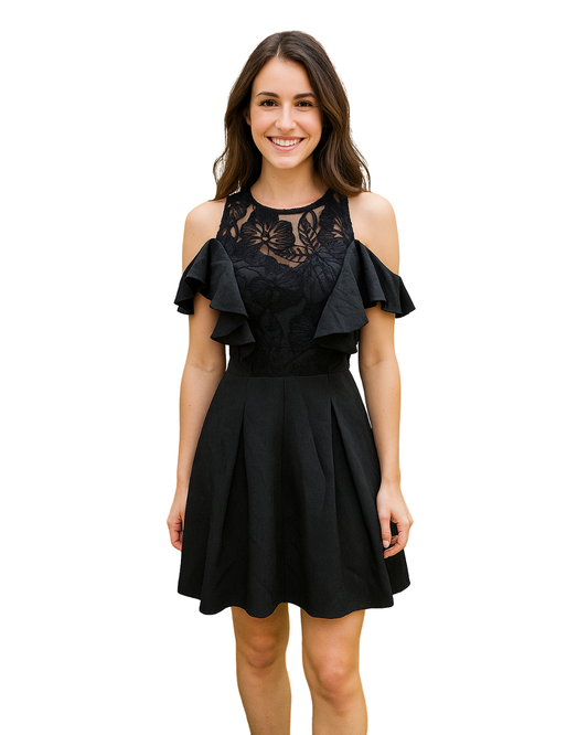 NEUF AVEC ÉTIQUETTE – Combinaison en dentelle florale noire May by Shining Star (Taille S)