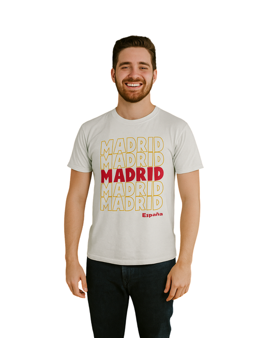 D'OCCASION – T-shirt blanc PRIMARK « Madrid España » (Taille S)
