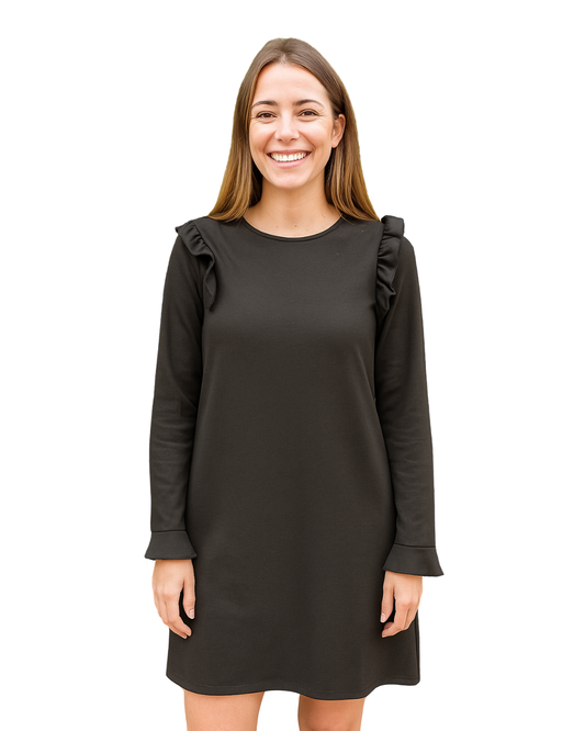 USADO – Vestido negro con volantes Bershka (Talla EUR S)