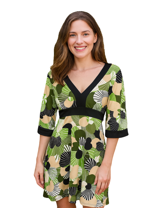 NUEVO– Vestido estampado floral retro Bershka Summer '07 (Talla EUR S / MEX 26)