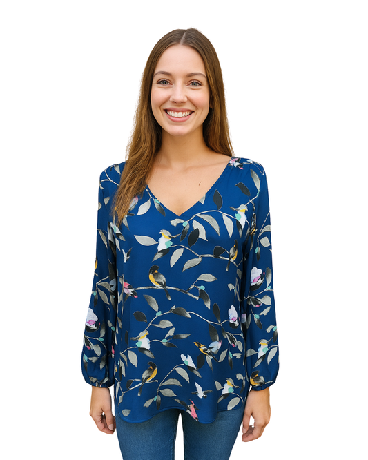 D'OCCASION – Chemisier ZARA BASIC Blue Bird (Taille S)