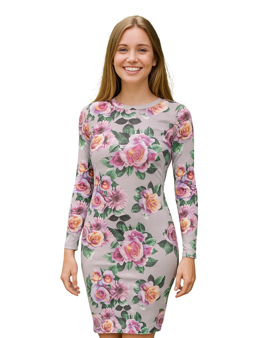USADO – Vestido floral entallado manga larga ZARA (Talla EUR S)