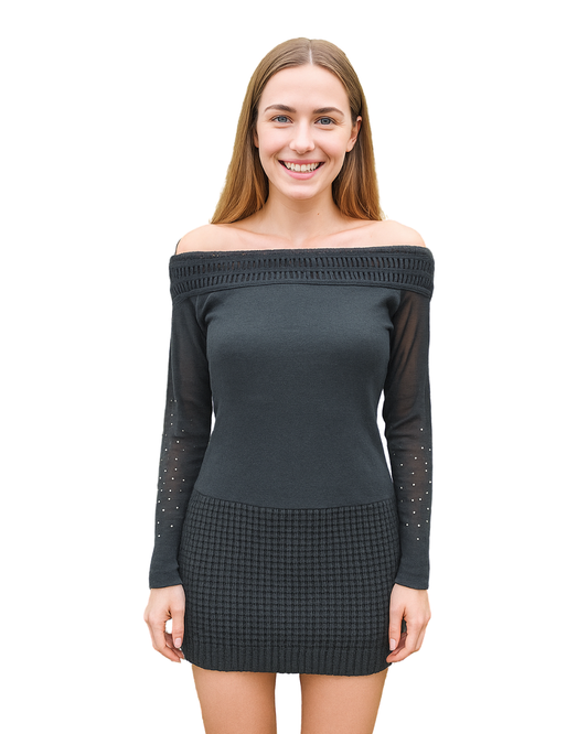 USADO – Vestido negro de punto Kaniska (Talla única)