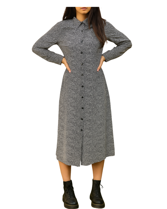 NUEVO  – Vestido largo camisero negro estampado SINSAY (Talla XXS)