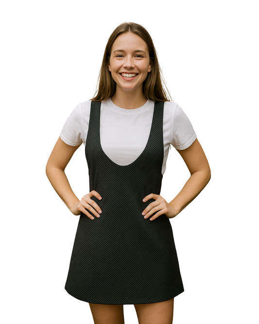 D'OCCASION – Robe chasuble courte à imprimé pied-de-poule ZARA Trafaluc (Taille S)