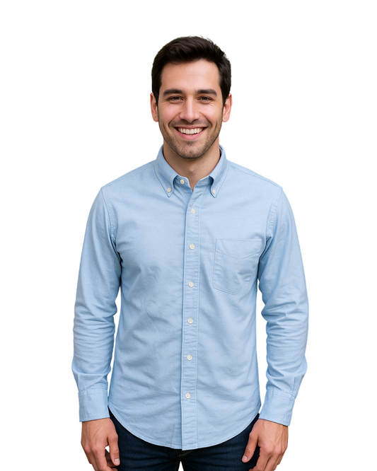 USADO – Camisa Oxford azul lisa PEPCO (Talla S)
