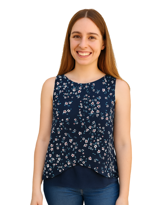 USADO – Top floral cruzado sin mangas BERSHKA (Talla S)