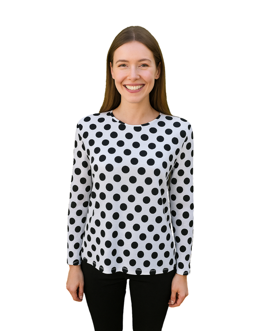 D'OCCASION – T-shirt Trafaluc Zara en maille blanche à pois noirs (Taille EUR S / USA S / MEX 26)