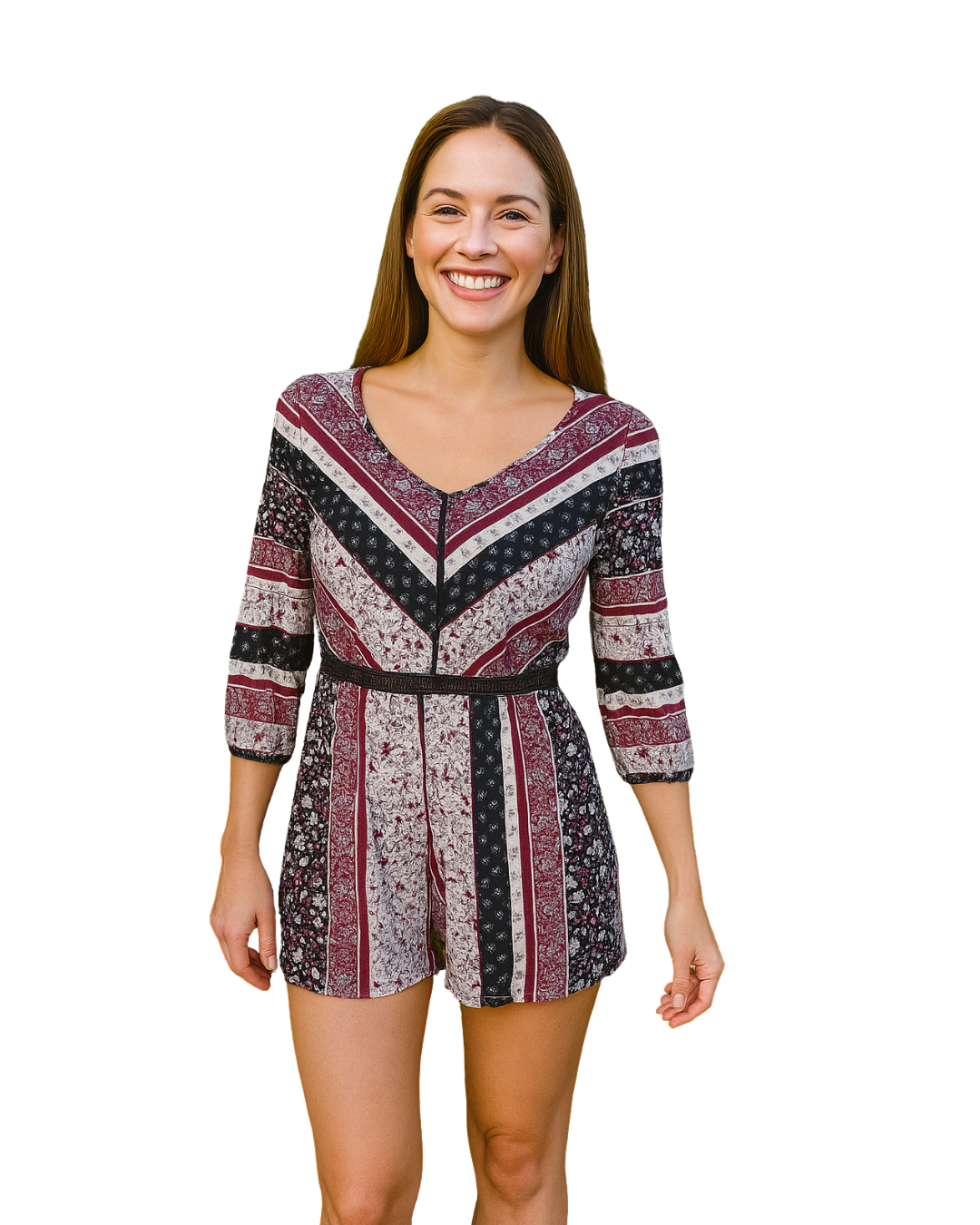 USADO - Mono corto estampado boho de Bershka (Talla S)