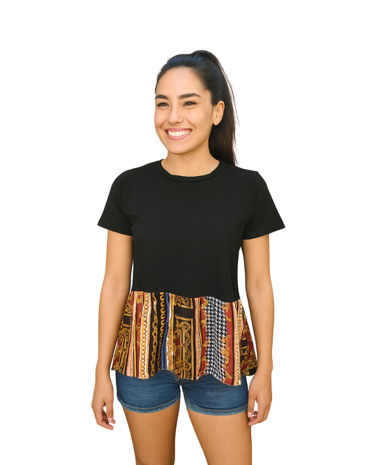 USADO – Top negro con estampado de candados Zara Basic (Talla XS)