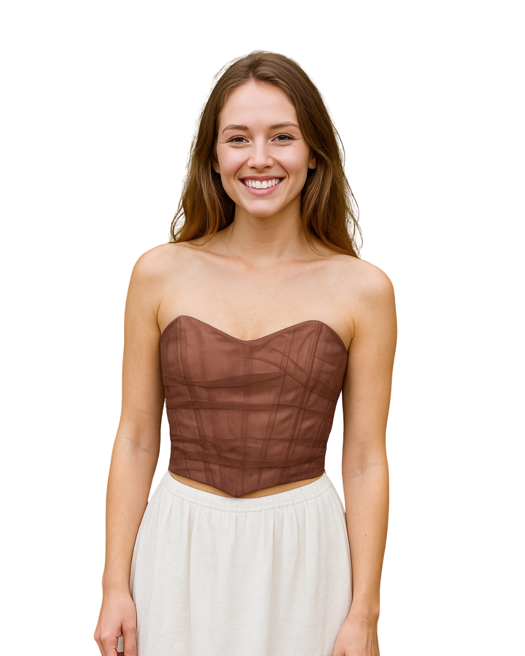 USADO - Corset marrón chocolate con varillas Zara (Talla XS)