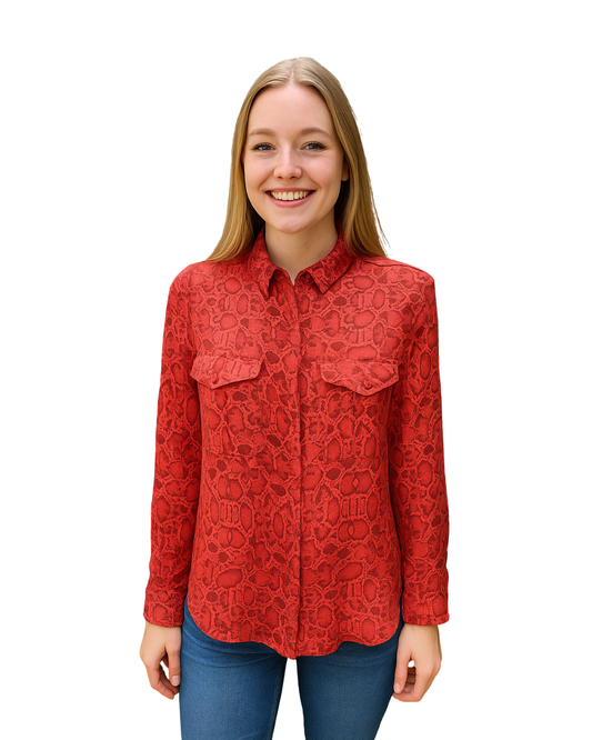 USADO – Camisa estampado serpiente rojo MANGO Suit (Talla XS)